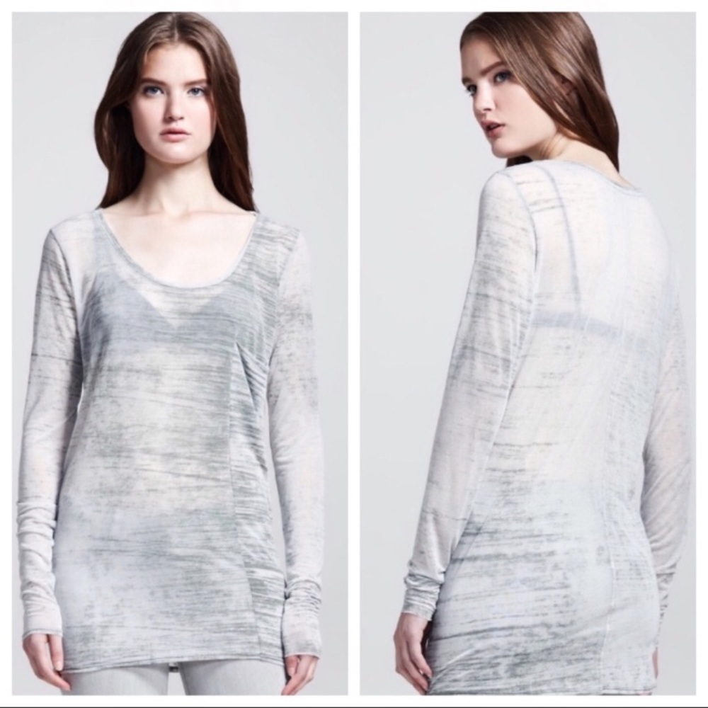 Helmut Lang Shift Threadbare Long Sleeve Tee Shirt Sheer Green Women’s‎ Sz Small